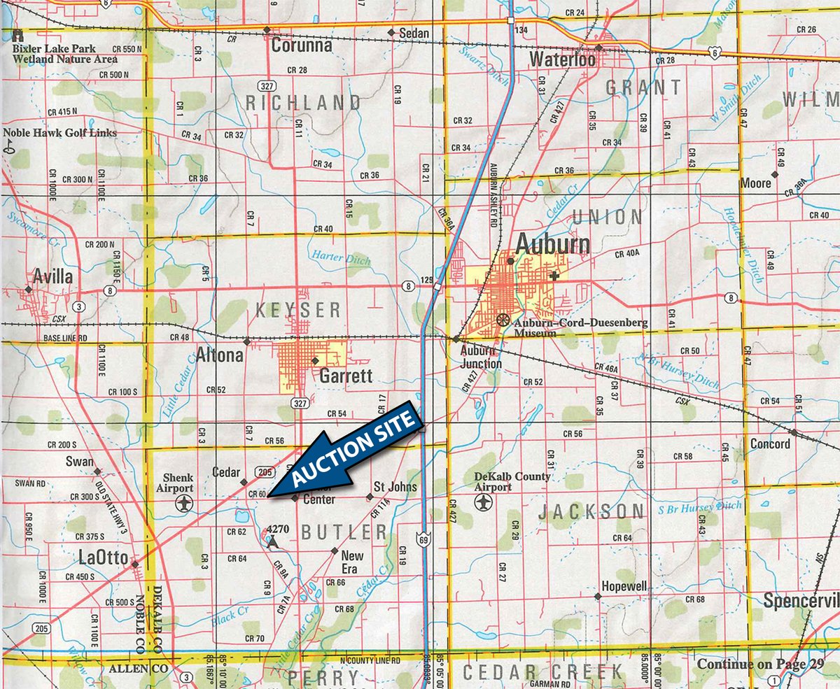 Area map - FARM EQUIPMENT RETIREMENT AUCTION IN DEKALB COUNTY, INDIANA